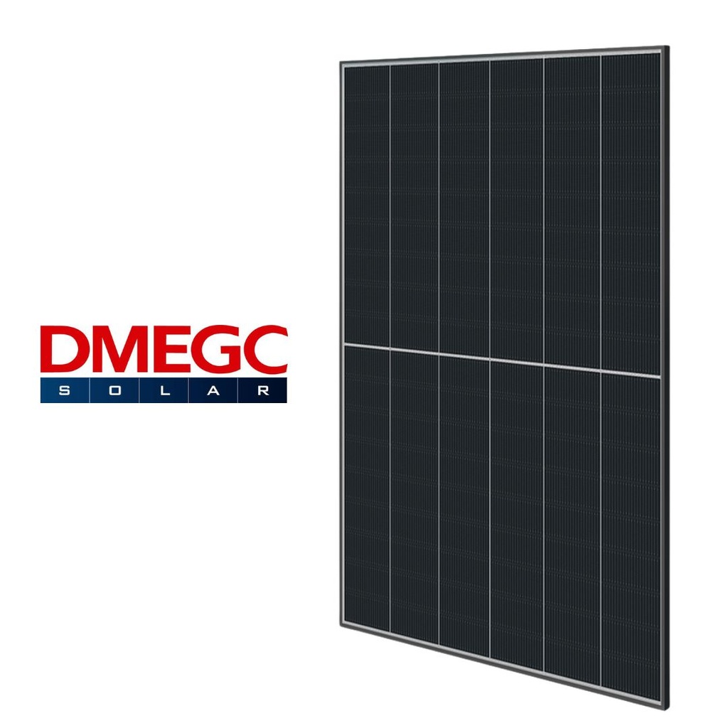 DMEGC Solar - DM445M10RT-B54HBW/PPE2-500 - Mono - 445 Wc - Biverre - Bifacial - Cadre noir - Fond Blanc